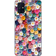 Le Balvo Samsung Galaxy M31S Uyumlu Pastel Çiçekler Baskılı Silikon Kılıf