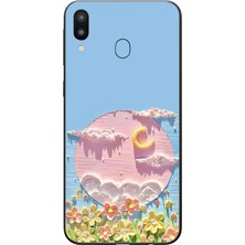 Le Balvo Samsung Galaxy M31 Uyumlu Çiçekli Ay Baskılı Silikon Kılıf