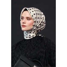 Armine Sura Ipek Eşarp Krem, Siyah, Puantiyeli