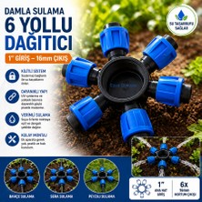 Eşya Dünyası 1 Adet Damla Sulama Kilitli Çoklu  Dağıtıcı  - 16mm - 6'lı   Yüzüklü Yassı Damlama Çoklu Dağıtım Nipeli 6
