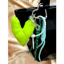 Haki Store Neon Yeşil Kalp Çanta Charmı, Çanta Süsü, Anahtarlık