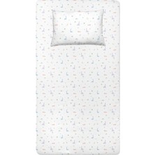 Casadora Baby Dino %100 Organik Pamuk Saten Çocuk Lastikli Çarşaf Seti 120 x 200 cm + 50 x 70 cm