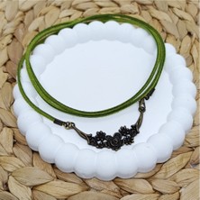BijuStore Süet - Antik Sarı Kadın Choker