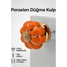 Nzb Porselen Turuncu Yaldız Gold Metal Renk Düğme Kulp Mobilya Çekmece Dolap Kulpu Kulbu Kulpları