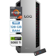 Lenovo Loq Tower 26ADR10 Amd Ryzen 7 8745HX 5.1 Ghz 128GB Ddr5 1tb SSD Geforce RTX5060 Ti 8gb Windows 11 Pro Masaüstü Oyuncu Bilgisayarı L91DF006LTRP50 + Zetta Bellek