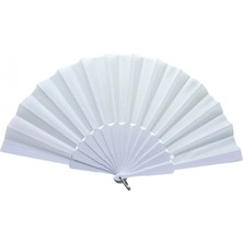 Plastik Düz Kumaş Yelpaze 12'li Beyaz