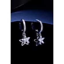Innuendo Jewelry 925 Ayar Gümüş Zirkon Taşlı Çiçek Figürlü Sallantılı Halka Küpe Kadın