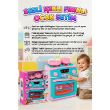 Farbu Oyuncak Fırınlı Ocağım! Sesli Işıklı Pilli Açılabilir Kapaklı Interaktif Ocaklı Aksesuarlı Oyuncak Seti