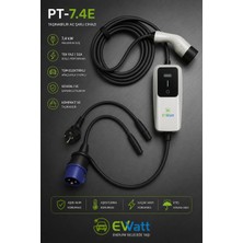 Evvatt Pt-7.4e 7.4kw Monofaze Taşınabilir Elektrikli Araç Şarj Cihazı