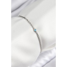 Uravas Store Pirinç Zirkon Taşlı Boncuk Model Ezme Zincir Gümüş Renk Kadın Bileklik