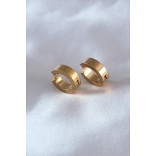 Uravas Store 316L Çelik Gold Renk Sıkıştırmalı Erkek Küpe