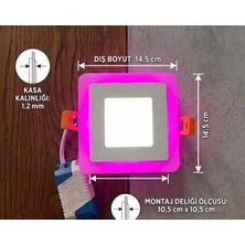 Cnl Kare Sıva Altı LED Spot Aydınlatma 9 Watt Çift Renk 3 Kademe Pembe Beyaz Gece Lambası Armatür