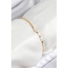 Uravas Store Pirinç Zirkon Taşlı Damla Model Ezme Zincir Gold Renk Kadın Bileklik