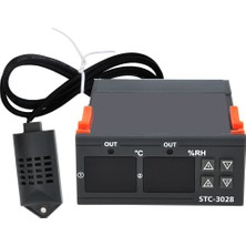 Stc STC-3028 Çift Ekran Isı ve Nem Termostatı 220V Hassas Tasarım ile Entegre Kullanım