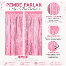 Çavuş E-Ticaret Pembe Fon Süsü Metalize Kapı Duvar Perdesi Arka Plan 2li