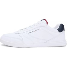 Tommy Hilfiger Erkek Logo Etiketli Dikiş Detaylı Deri Beyaz Sneaker FM0FM05827-YBS