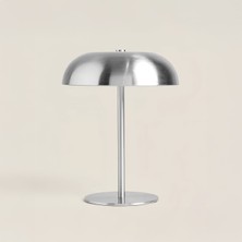 Mehay Home Metal Gümüş Dokunmatik Lighto Şarjlı Abajur Dekoratif Şık Masa Lambası Metal Gövde