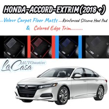La Casa Automotive Honda Accord (2018 ve Sonrası)Uyumlu Renkli Biye-Silikon Topukluklu  Premium Halı Paspas Takımı