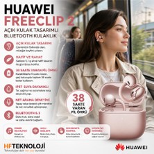 Huawei 38 Saat Kullanım ve Çift Telefon Desteği ile  Freeclip 2 Tws Pembe Open Ear Bluetooth Kulaklık