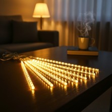 N&M Store 10'lu 45 cm Meteor LED Ağaç Işığı Usb'li Sarı Renk 2 Metre Kablo Dış Mekan Bahçe Aydınlatma
