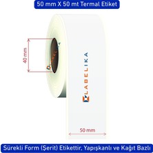 Labelika 50 mm x 50 mt Termal Şerit Etiket (Sürekli Form, Yapışkanlı)