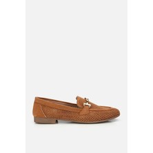 Yaya By Hotiç Kadın Taba Süet Tokalı Zımba Detaylı Loafer
