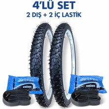 16 Jant Bisiklet Lastik Seti 2 Dış Lastik + 2 İç Lastik (Şambrel) Kalın Dişli (16x1.95)
