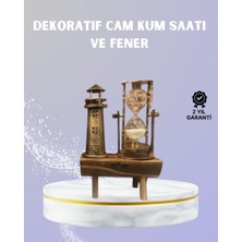 Uravas Store Ahşap Kum Saati ve Deniz Feneri Figürü Bir Arada – Ev & Ofis Dekorasyonu