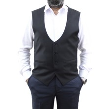 Mentor Regalo Siyah Büyük Beden Yelek Erkek Regular Fit Kolsuz Düğmeli Stil