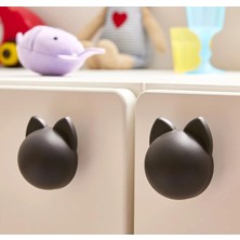 IKEA 2 Adet Çocuk Odası Dolap Kulpu Çap 3,8 cm 2'li Set Çekmece Şekilli Dolap Topuzu Antrasit Plastik
