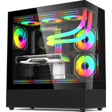 Gametech Phantom 6X120MM Rgb Fanlı Gamıng Oyuncu Bilgisayar Kasası Siyah