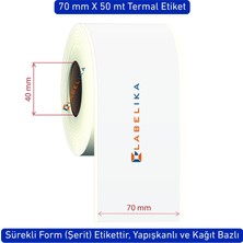 Labelika 70 mm x 50 mt Termal Şerit Etiket (Sürekli Form, Yapışkanlı)