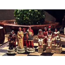 Magnet Depo Roma Vs Mısır Isim Yazılabilir Lüks Kadife Kutulu Satranç Takımı, Şah 11 cm