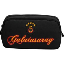Galatasaray Lisanslı Siyah Kalemlik - Çift Bölmeli Rubber Logolu Okul Kalem Çantası