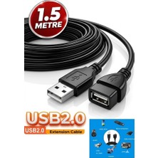 Derwell 1.5 Metre USB Uzatma Extension Yüksek Hız USB Uzatma Kablosu Uzatıcı Ara Kablosu 1.5mt Dişi Erkek USB 2.0 Kablo