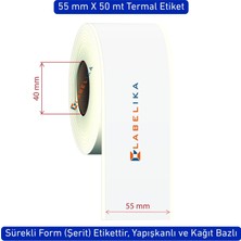 Labelika 55 mm x 50 mt Termal Şerit Etiket (Sürekli Form, Yapışkanlı)