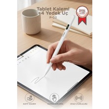 Torima Tablet Kalemi Hassas Dokunmatik Çizim ve Yazım Kalemi 4 Yedek Uçlu P03 Beyaz