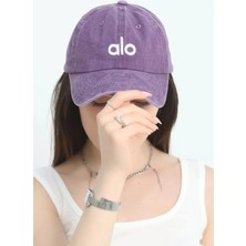 Clodi Unisex Mor Eskitme Kanvas Beyzbol Şapkası - Ayarlanabilir Logolu Spor ve Günlük Kep