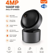 Ack 4mp 1440P Hd Akıllı Wifi Ip Kamera | Gece Görüşlü, Hareket Takipli, Çift Yönlü Ses, Tuya Uyumlu (Iç Mekan)