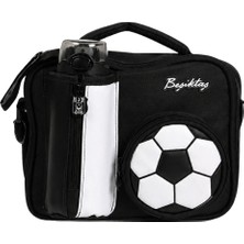 Beşiktaş Lisanslı 3D Futbol Topu Tasarımlı Beslenme Çantası - 3 Bölmeli Suni Deri Detaylı Okul Çantası