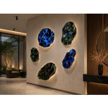 Velora Living Prisma Lux Mavi Yeşil 5’li Geometrik Duvar Panosu