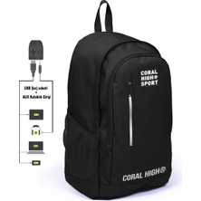 Yaygan Coral High Sport Siyah Okul Çantası Çocuk Genç USB ve AUX Girişi ile Pratik Kullanım