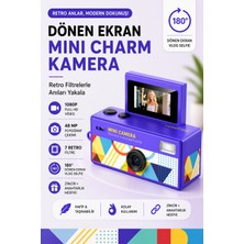Roseandroses Mini Charm Kamera Dönen Ekran Flaşlı Selfie Video Vlog Kamerası 1080P+48MP