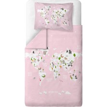 Casadora Baby Atlas Pembe %100 Organik Pamuk Tek Kişilik Çocuk Nevresim Takımı 100 x 200 cm