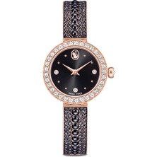Swarovski Matrix Pearl Bangle Saat Isviçre Üretimi Kristal Bileklik Siyah Pembe Altın Rengi Kaplama