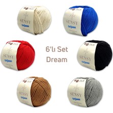 Sensy Premium 6 Adet 50GR Baby Soft Cotton Orijeans Amigurumi ve Punch Ipi Dream
