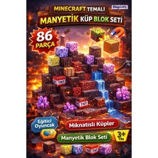 Scntoys Manyetik Küp Bloklar 86 Parça Minecraft Temalı Yapı Seti Çocuklar Için Manyetik Yapı Blokları
