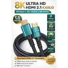 Derwell 1.5 Metre 1.5mt 8k @144HZ Ultra Yüksek Hızlı 8k HDMI 2.1 Kablo, 4K 144Hz HDMI Kablosu 1.5m Hdtv Kablosu Yüksek Çözünürlük Hdmı Kablosu