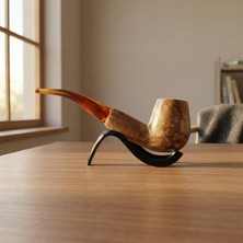 Goldenlight Meerschaum El Oyması Lületaşı Pipo – Blok Meerschaum Klasik Billiard Model, 9mm Filtre Uyumlu Koleksiyonluk