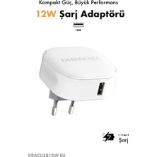 Duracell 12W USB-A Seyahat Şarj Adaptörü  – Telefon ve Tablet Hızlı Şarj Cihazı Beyaz
